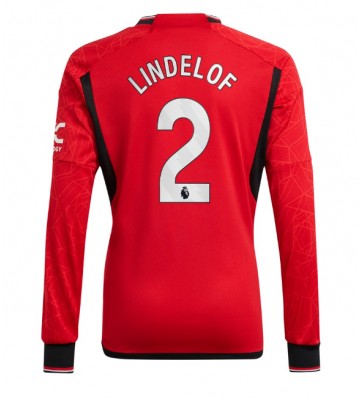 Lacne Muži Futbalové dres Manchester United Victor Lindelof #2 2023-24 Dlhy Rukáv - Domáci